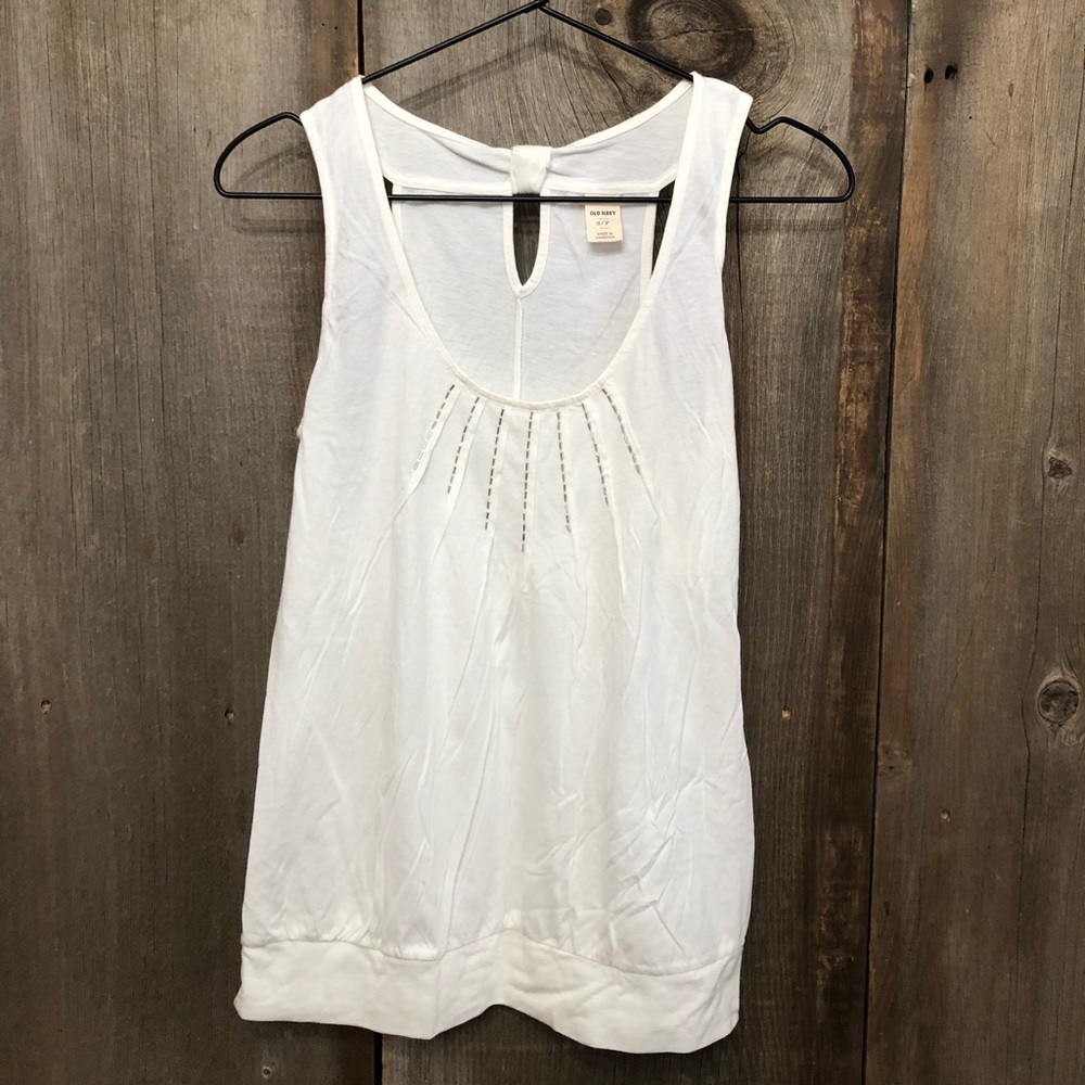 2011 Old Navy Beaded Tank Top in Off White / White Size Small